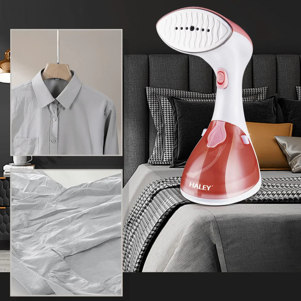 Fier de Călcat Vertical cu Abur HALEY HY-314, 1500W, Design Compact, Încălzire Rapidă în 25 Secunde și Performanță Profesională, Alb/Roz