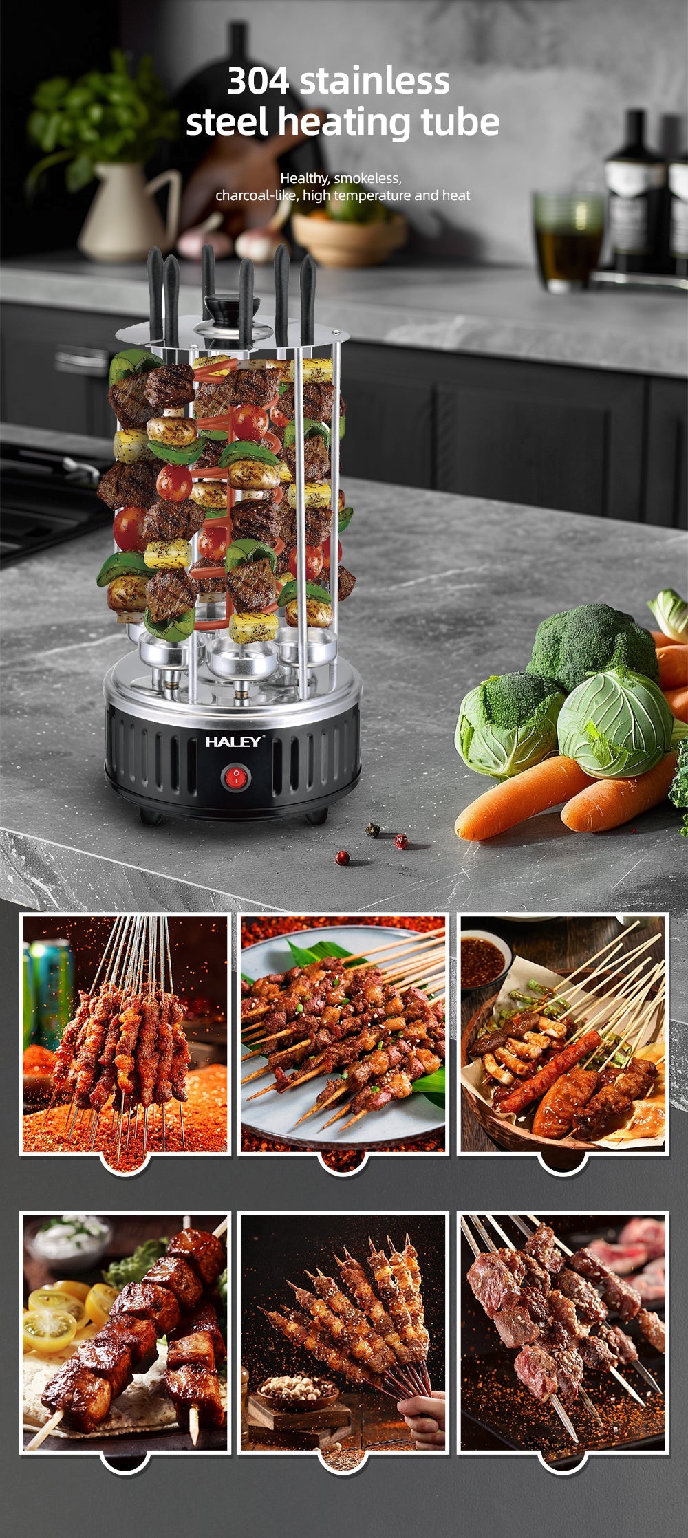 Gratar Electric de Interior HALEY HY-8602 – Performanta Ridicata, Design Modern si Operare Simpla pentru Gatit Acasa