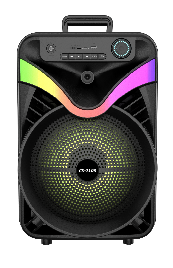 Boxa Portabila AT PERFORMANCE®, cu Lumini RGB, cu Maner, Putere 200W, MP3, USB, Bluetooth, TF, WIFI, Slot Microfon, Karaoke, Acumulator, Negru
