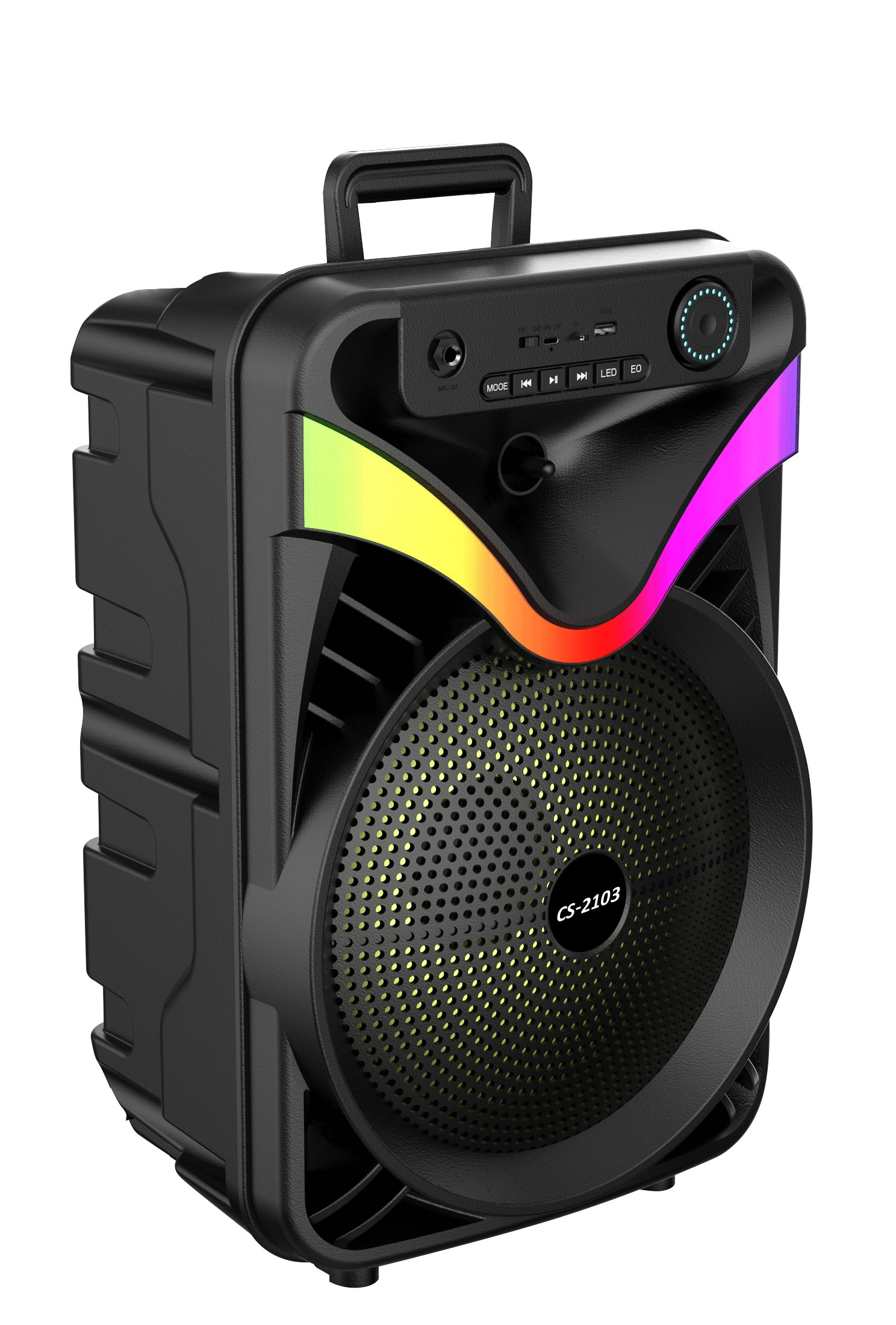 Boxa Portabila AT PERFORMANCE®, cu Lumini RGB, cu Maner, Putere 20W, MP3, USB, Bluetooth, TF, WIFI, Slot Microfon, Karaoke, Acumulator, Negru
