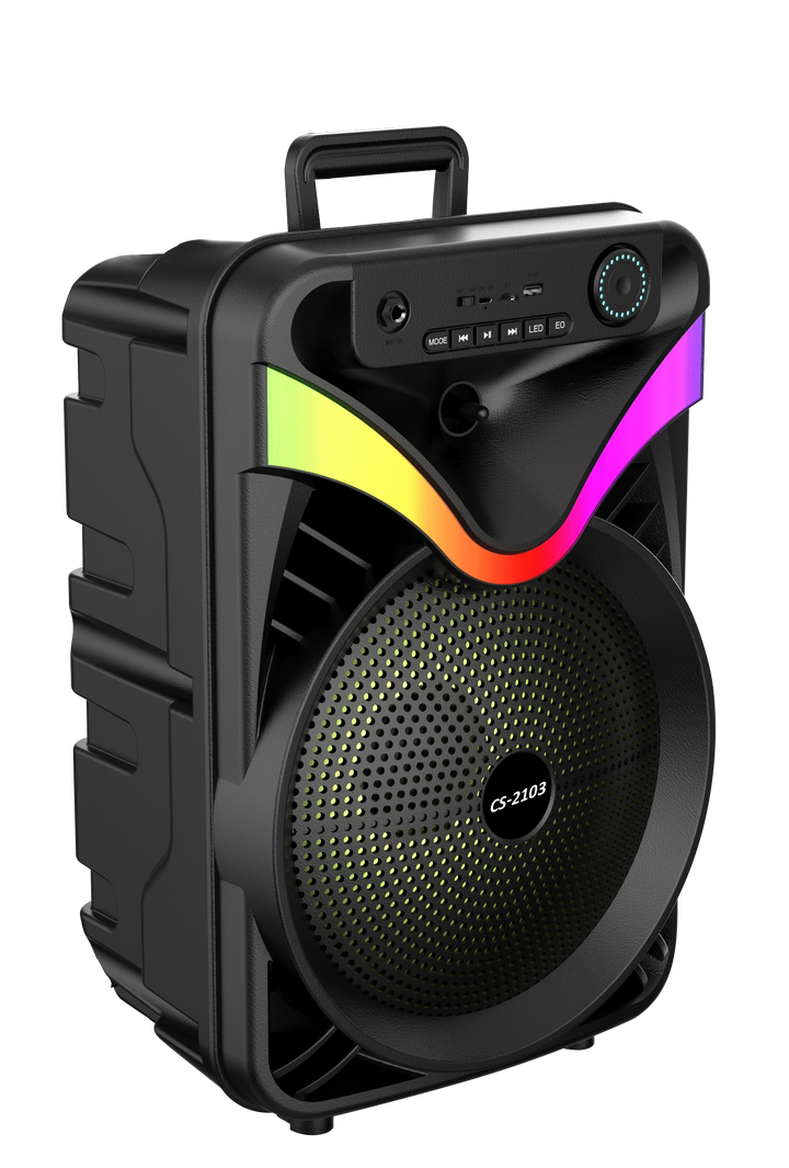 Boxa Portabila AT PERFORMANCE®, cu Lumini RGB, cu Maner, Putere 20W, MP3, USB, Bluetooth, TF, WIFI, Slot Microfon, Karaoke, Acumulator, Negru