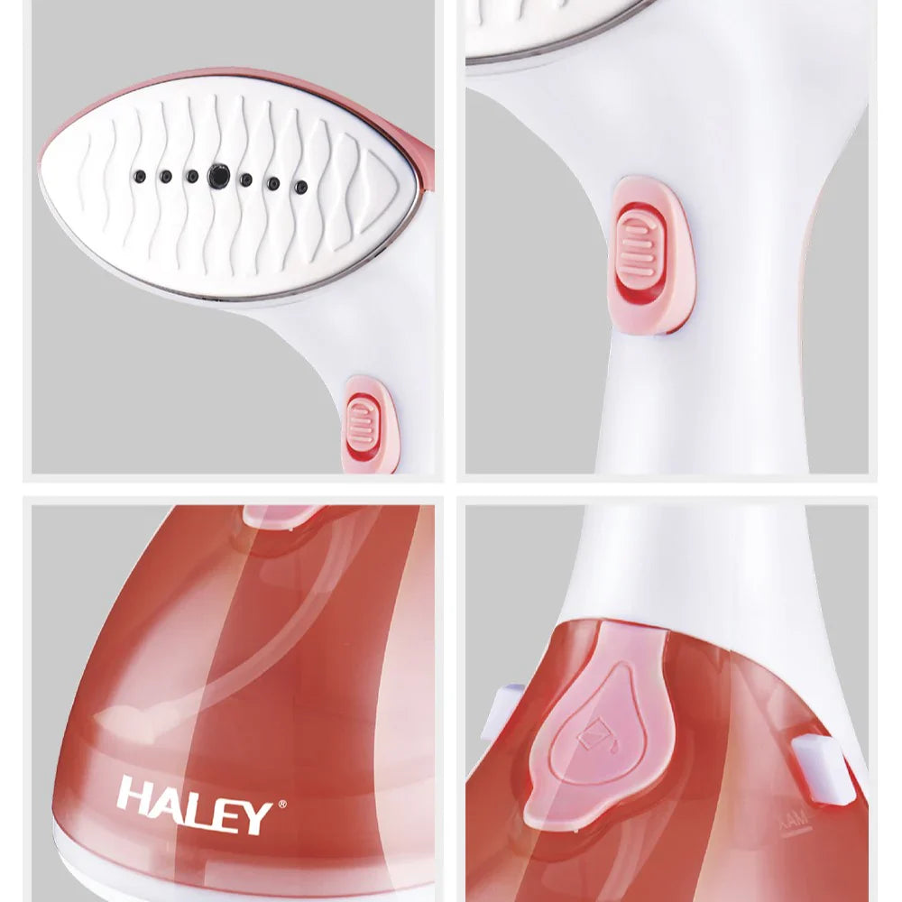 Fier de Călcat Vertical cu Abur HALEY HY-314, 1500W, Design Compact, Încălzire Rapidă în 25 Secunde și Performanță Profesională, Alb/Roz