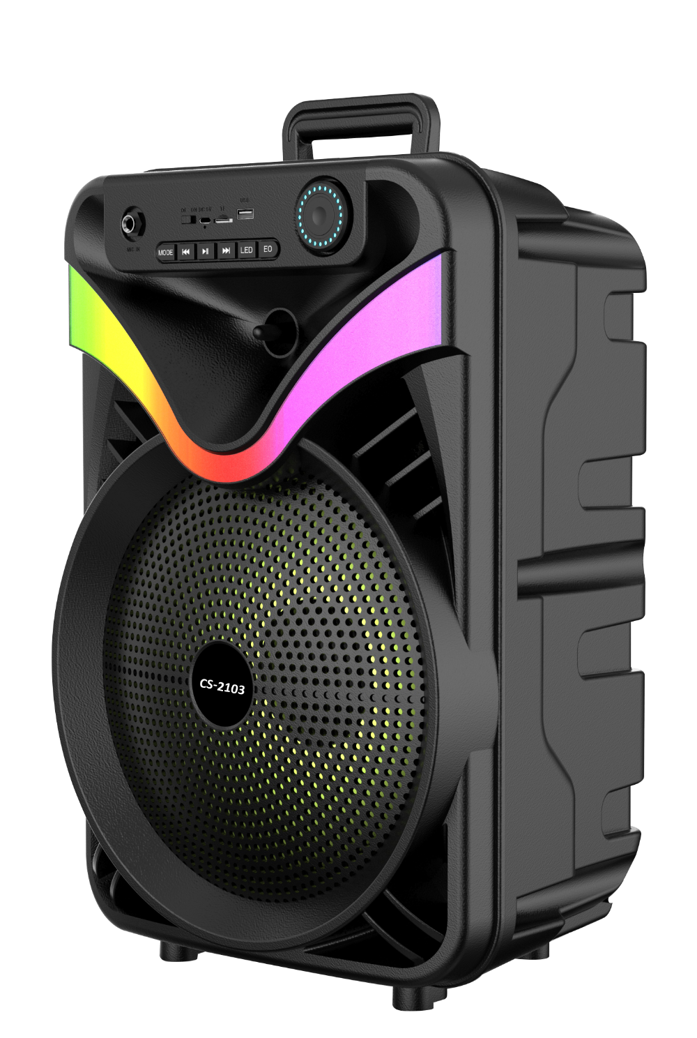 Boxa Portabila AT PERFORMANCE®, cu Lumini RGB, cu Maner, Putere 20W, MP3, USB, Bluetooth, TF, WIFI, Slot Microfon, Karaoke, Acumulator, Negru