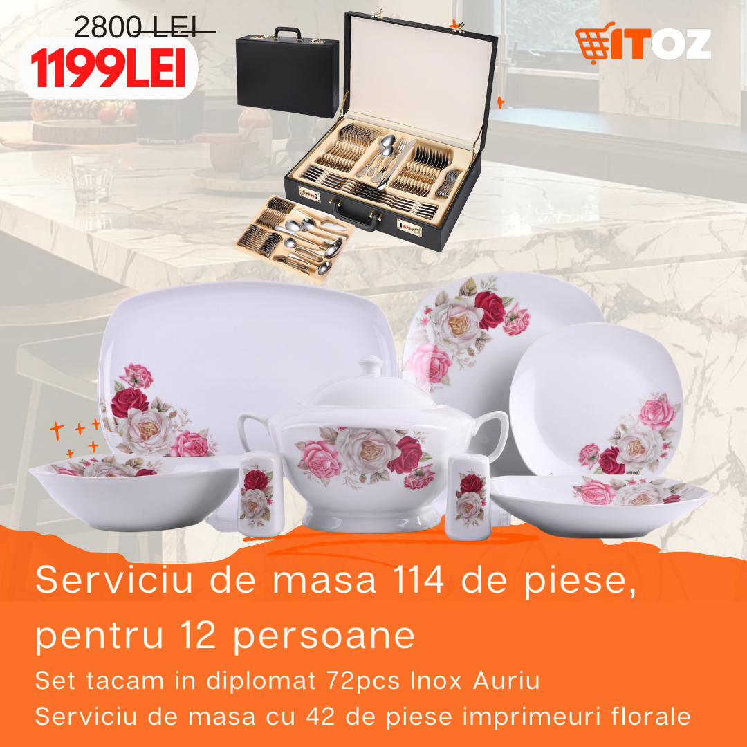 Serviciu de masa 114 de piese, pentru 12 persoane