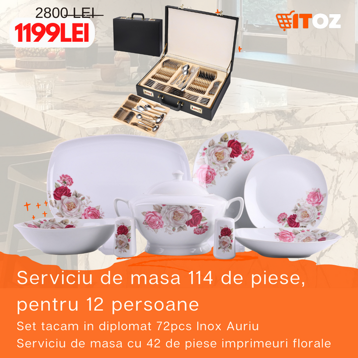 Serviciu de masa 114 de piese, pentru 12 persoane