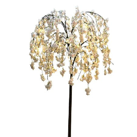 Pom Decorativ Înflorit, Luminat cu LED-uri, Flori de Cireș Roz