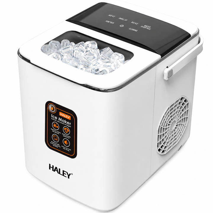 Mașină de Gheață Haley HY-6101, 100W, 12 Kg/24h, 9 Cuburi/Ciclu, Rezervor 1.8L, 2 Dimensiuni de Gheață