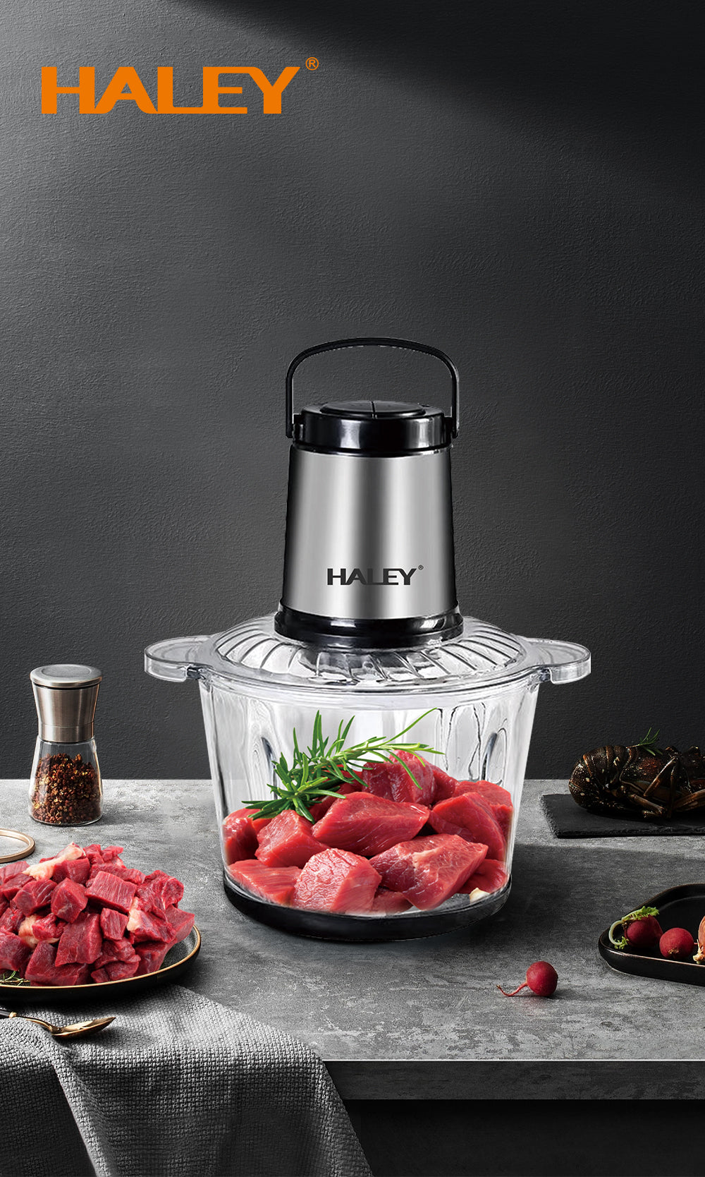 Tocator Electric AT PERFORMANCE® 500W, 4 Lame din Oțel Inoxidabil, Recipient Sticlă 3L, 2 Viteze Reglabile, Design Auriu/Negru