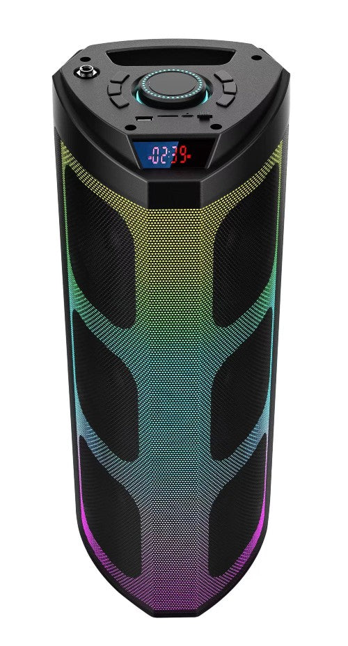 Boxa Portabila AT PERFORMANCE®, cu Lumini RGB, cu Maner, Putere 30W, MP3, USB, Bluetooth, TF, WIFI, Slot Microfon, Karaoke, Acumulator, Negru