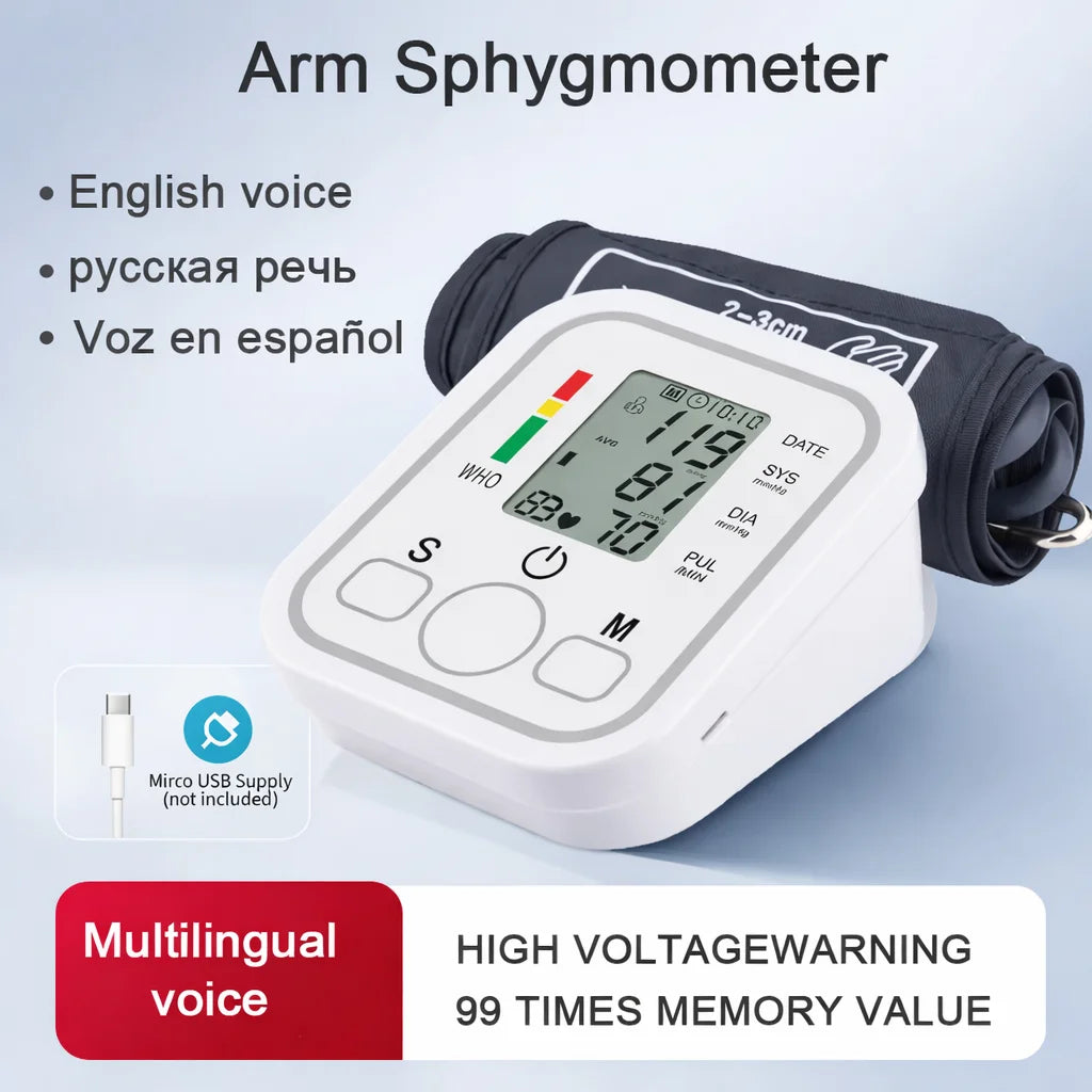 Tensiometru Electronic de Braț Automat, Afișaj LCD, Măsurare Puls și Aritmie