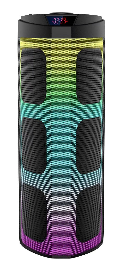 Boxa Portabila AT PERFORMANCE®, cu Lumini RGB, cu Maner, Putere 30W, MP3, USB, Bluetooth, TF, WIFI, Slot Microfon, Karaoke, Acumulator, Negru