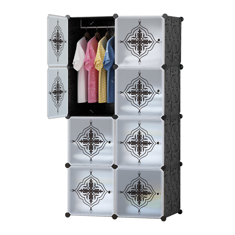 Dulap modular pentru copii, Negru, AT PERFORMANCE®, 8 rafturi