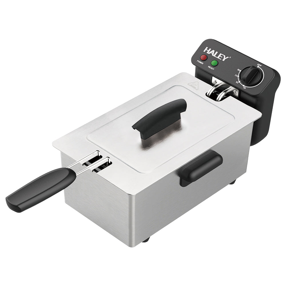 Friteuza Electrica HALEY HY-2504 cu Capacitate de 3L, Termostat Reglabil si Design din Otel Inoxidabil