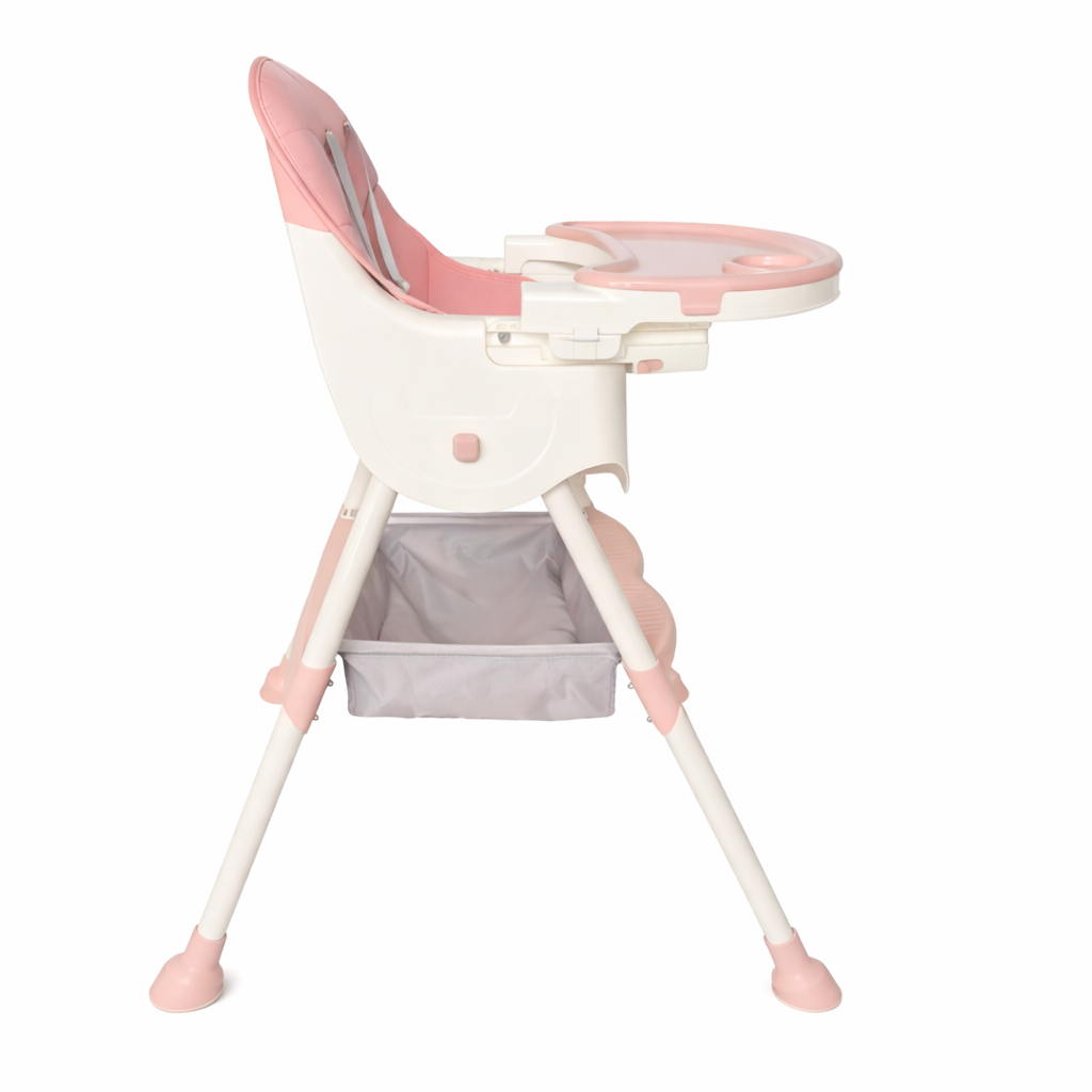 Scaun de masă pentru bebeluși KIDOO KD-44, Roz, cu centură de siguranță în 5 puncte