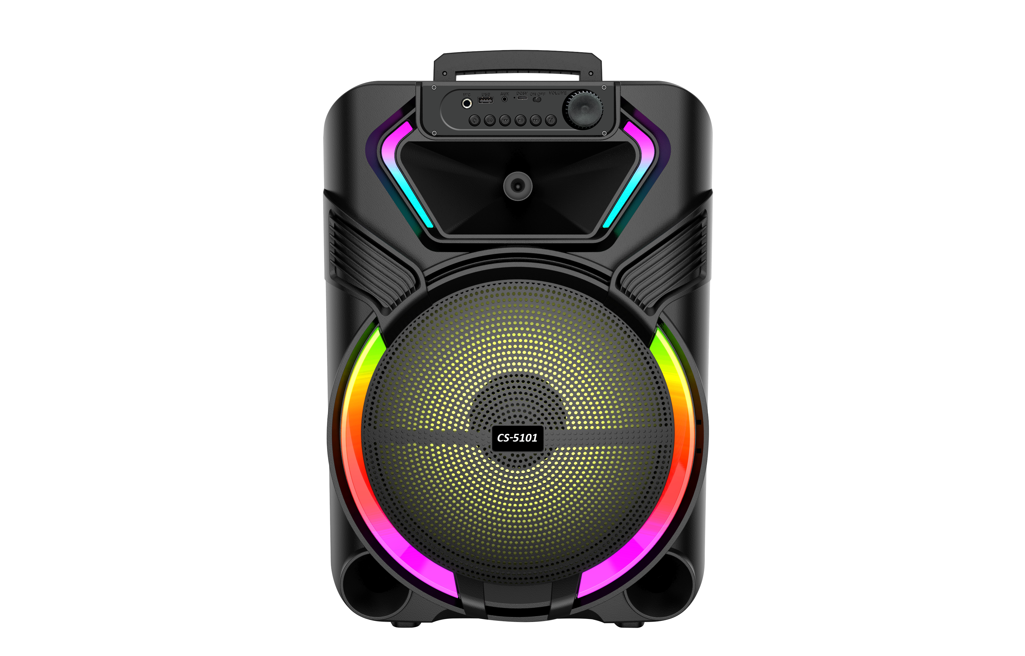 Boxa Portabila AT PERFORMANCE®, cu Lumini RGB, cu Maner, Putere 30-50W, MP3, USB, Bluetooth, TF, WIFI, Slot Microfon, Karaoke, Acumulator, Negru