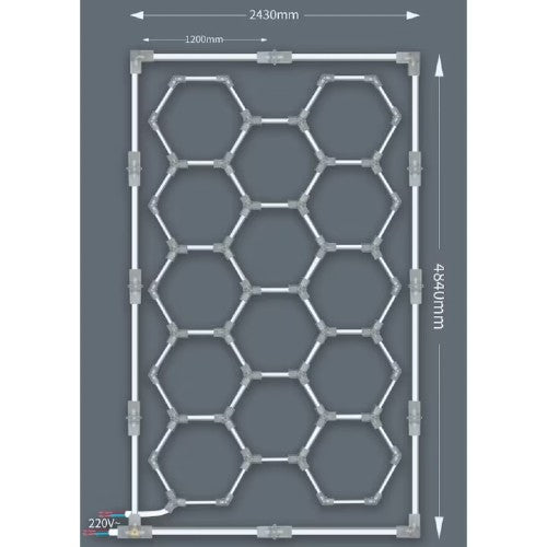 Aplică LED Hexagon AT PERFORMANCE® 14 Module – 672W, 70.000 Lumeni, 484×243 cm, Iluminat Profesional Atelier, Garaj, Barbershop
