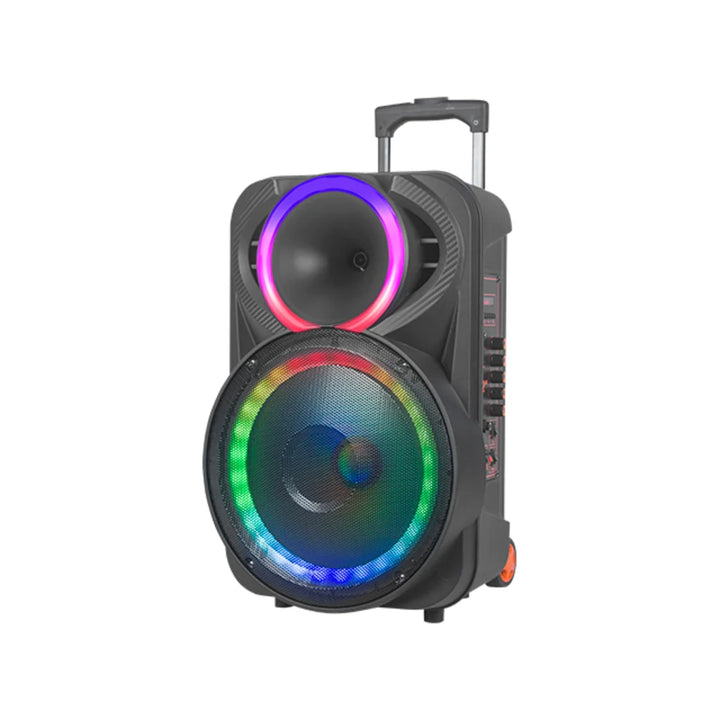 Boxă Portabilă Karaoke 12" KOLAV F1230, 400W PMPO, Acumulator Reîncărcabil, 2 Microfoane Wireless, Bluetooth, RGB LED, TWS, USB/TF, FM Radio, Telecomandă, Bass puternic