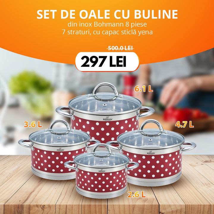 Set de oale cu buline din inox Bohmann 8 piese