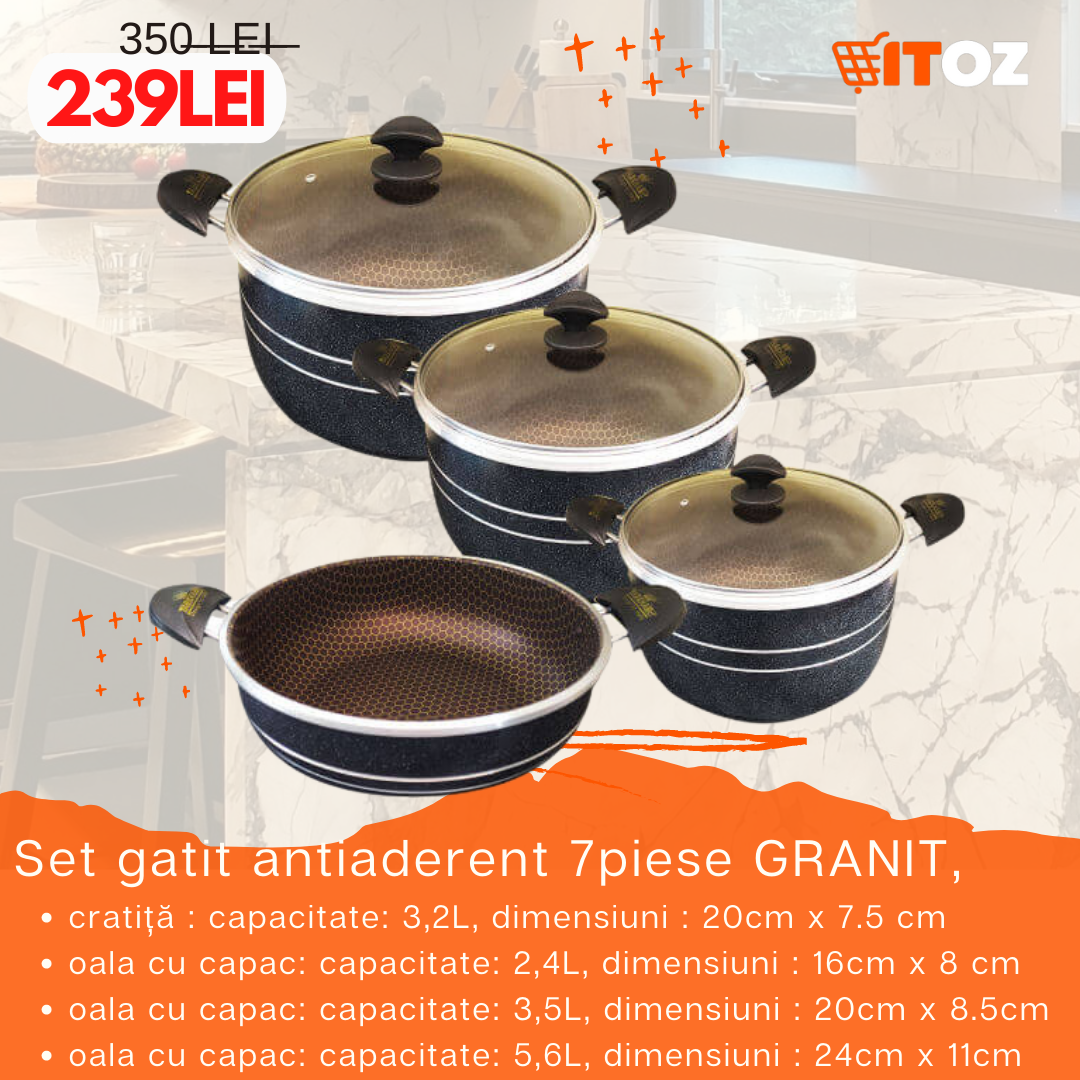 Set gatit antiaderent 7 piese GRANIT