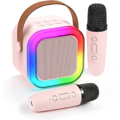 Boxă Portabilă cu 2 Microfoane, Bluetooth, Compatibilă iOS/Android, Sunet de Înaltă Calitate, Ideală pentru Karaoke, 5W