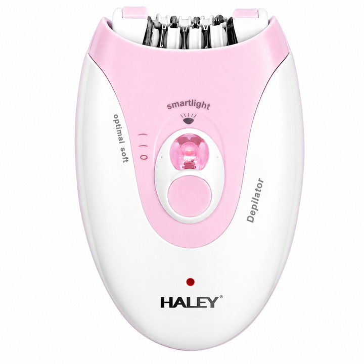 Epilator Electric pentru Femei HALEY HY-6501, 36 Pensete, 2 Trepte de Viteză, Lumină LED, Sistem de Masaj, Acumulator Reîncărcabil, Alb/Roz