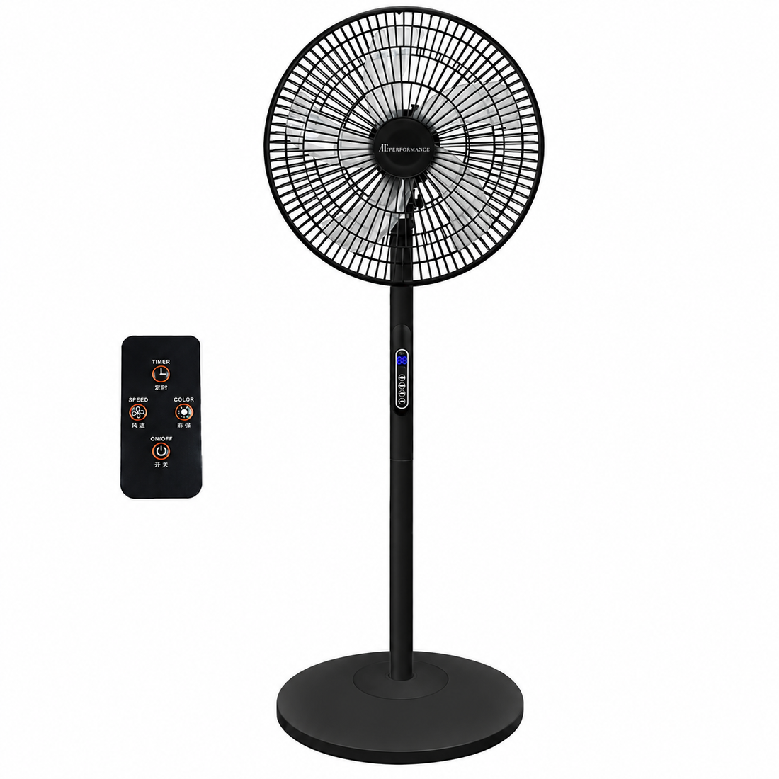 Ventilator cu Picior AT PERFORMANCE® AT-2056, 65W, Telecomandă, 8 Viteze, Oscilație, Display LED, Silentios