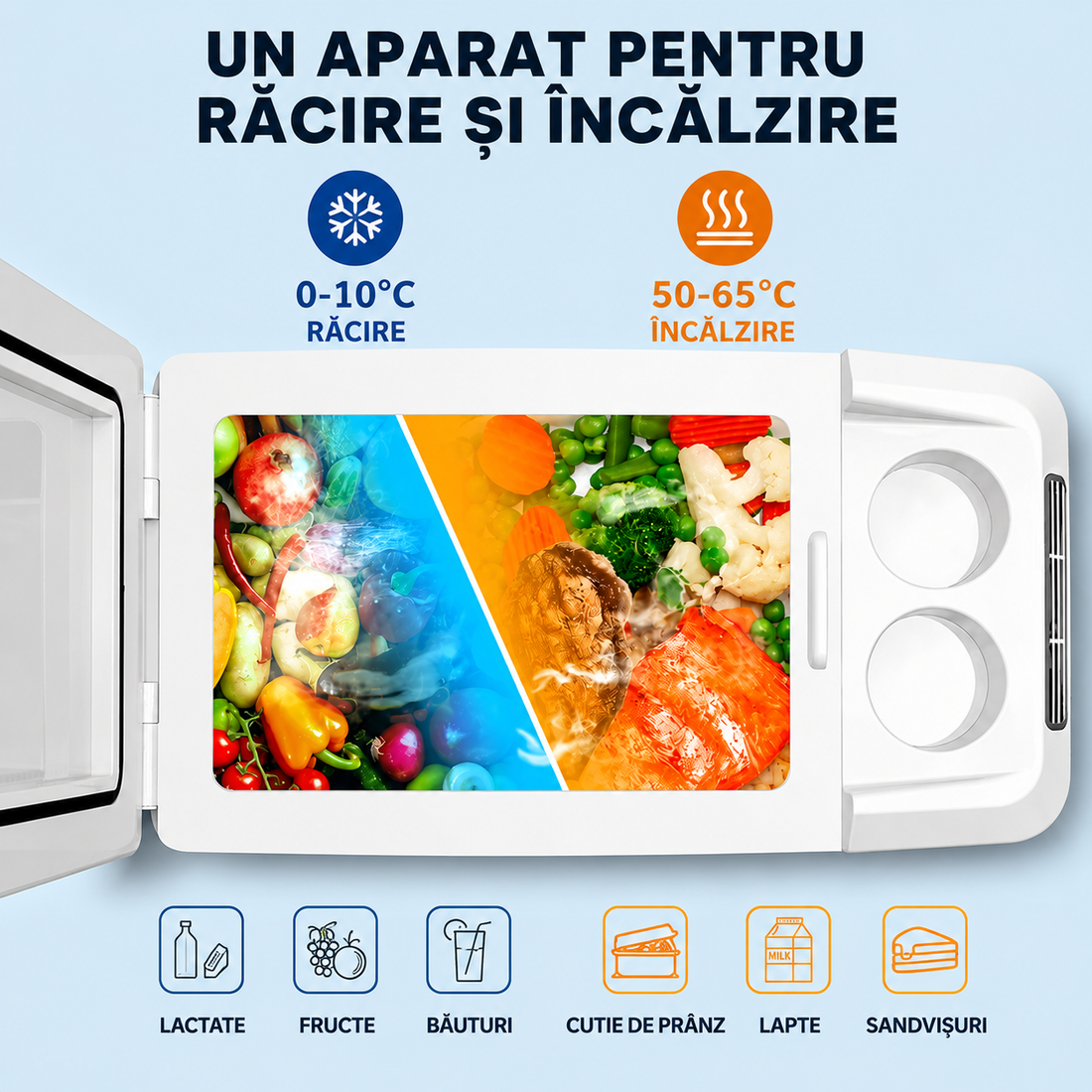 Frigider Auto Portabil AT PERFORMANCE® 15L, 12V/24V și 220V, Funcție Răcire și Încălzire