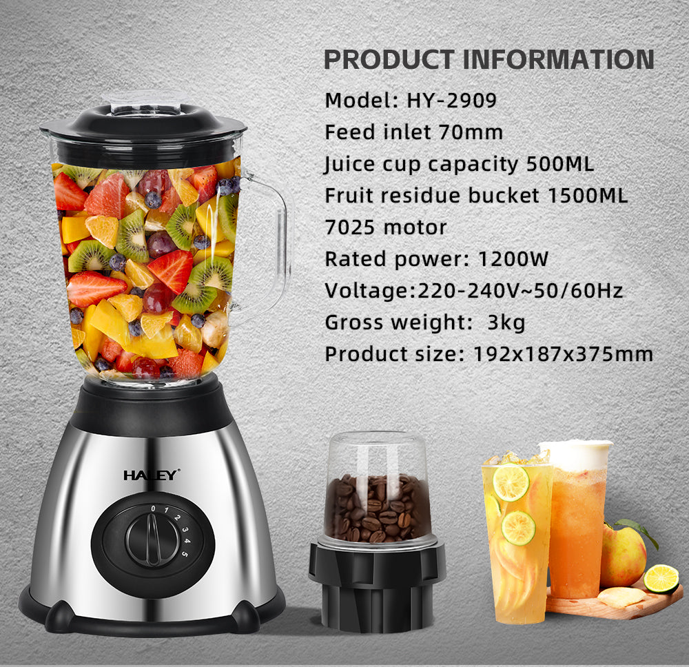 Blender Multifuncțional HALEY 1200W, Capacitate 1.5L, Motor Puternic, Design Compact și Versatil