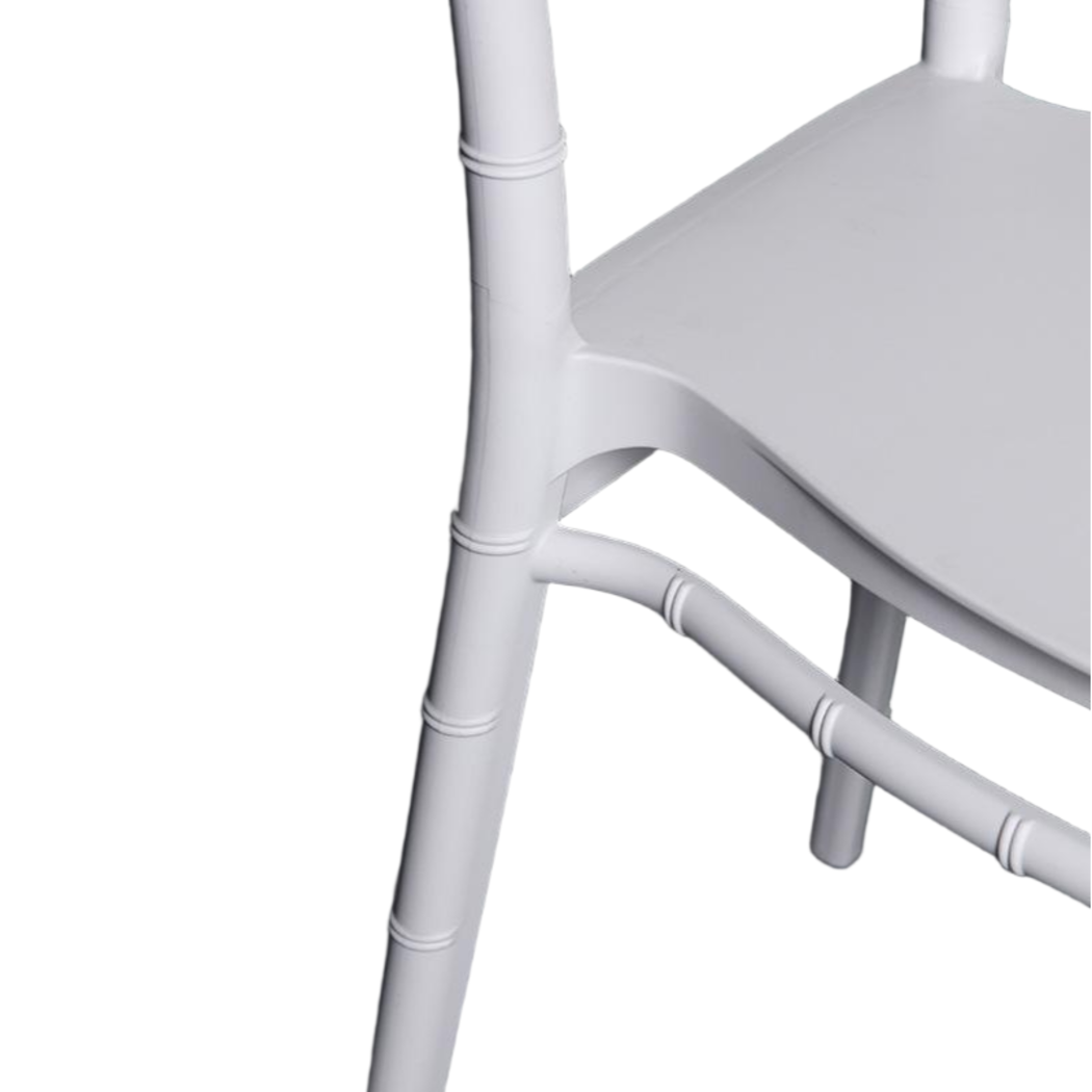 Scaun Elegant AT PERFORMANCE® Chiavari, din Policarbonat, Rezistent la Umiditate, Fără Brațe, Alb, 38 x 37 x 88.5 cm