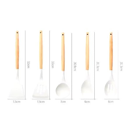 Set cutite otel inoxidabil, AT PERFORMANCE® si ustensile de bucatarie in suport cu tocator, 19 piese