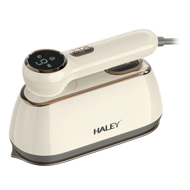 Fier de călcat vertical cu aburi HALEY HY-2005, 2000W, Ecran Digital LED, Talpă din Inox, Rezervor 150 ml, Încălzire Rapidă, Alb
