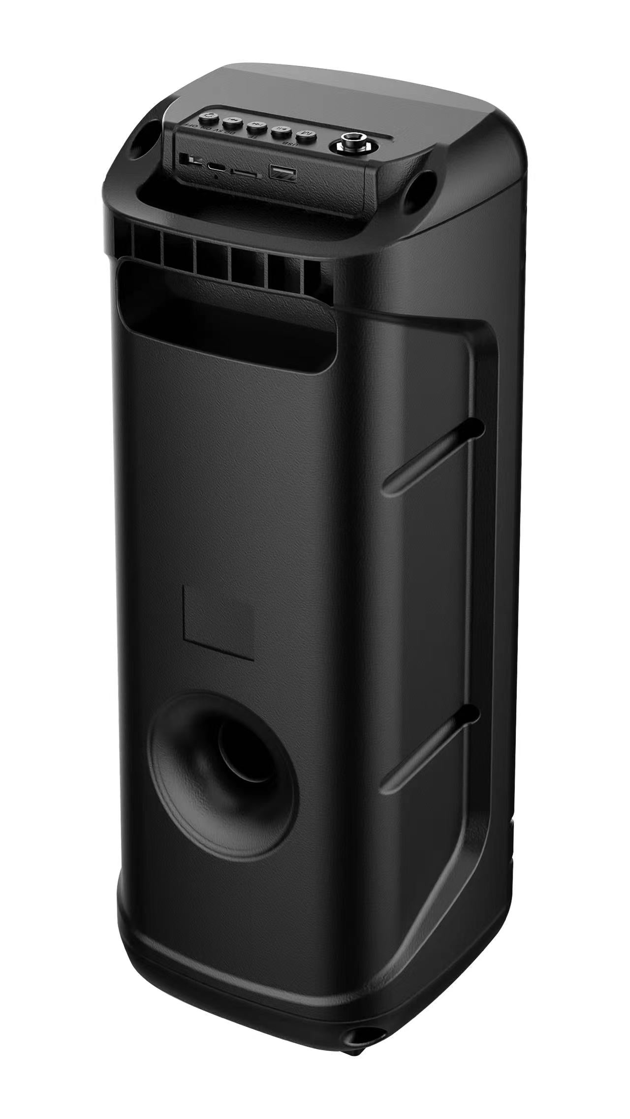 Boxa Portabila AT PERFORMANCE®, cu Lumini RGB, cu Maner, Putere 5Wx2, MP3, USB, Bluetooth, TF, WIFI, Slot Microfon, Karaoke, Acumulator, Negru