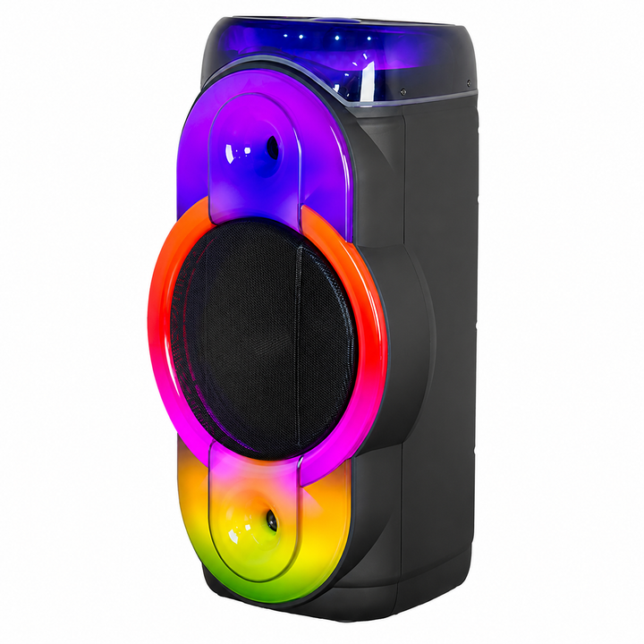 Boxă Portabilă Karaoke KOLAV D1238, 12", 400W, Bass Puternic, Bluetooth, 2 Microfoane Wireless, RGB LED, USB/TF/AUX, Telecomandă, Acumulator Reîncărcabil
