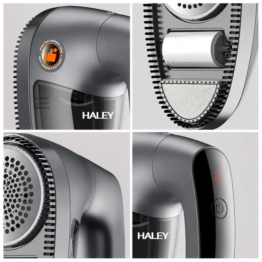 Aparat Electric 2 În 1 Pentru Îndepărtarea Scamelor Haley HY-127, 5W, Acumulator 1200mAh, 6 Lame, Mâner Rotativ 180°, Afișaj LED, Reîncărcabil USB