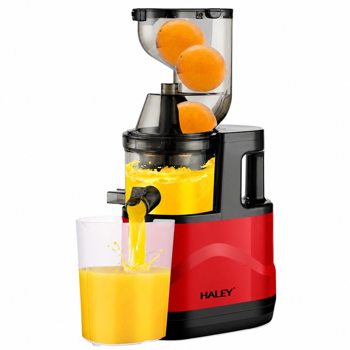 Storcător cu Presare Lentă Haley HY-604, 200W, Slow Juicer, Recipient Suc 300 ml, Recipient Pulpă 300 ml, Filtru Inox cu Micropori, Roșu