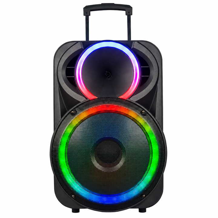 Boxă Portabilă Karaoke KOLAV-F1530, 15", 400W, Bluetooth, 2 Microfoane Wireless, RGB LED, USB/TF, FM, Baterie Reîncărcabilă