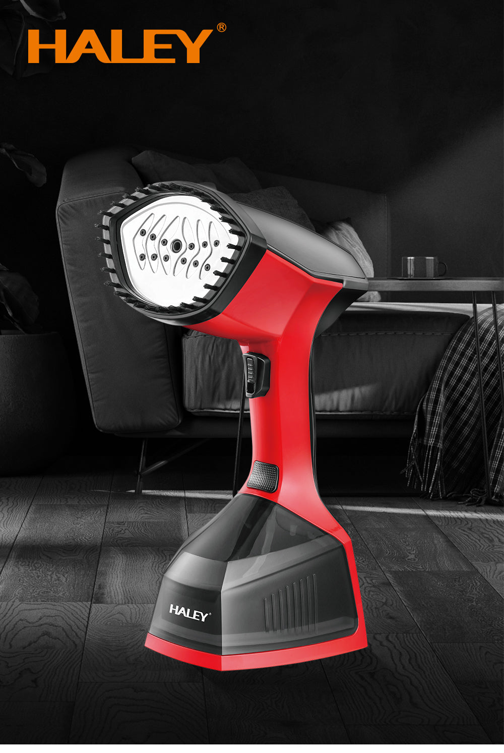 Fier de Calcat cu Abur HALEY, 1600W, Design Compact, Incalzire Rapida in 15 Secunde si Performanta Profesionala, Rosu/Negru