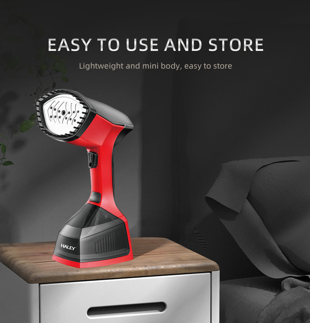 Fier de Calcat cu Abur HALEY, 1600W, Design Compact, Incalzire Rapida in 15 Secunde si Performanta Profesionala, Rosu/Negru