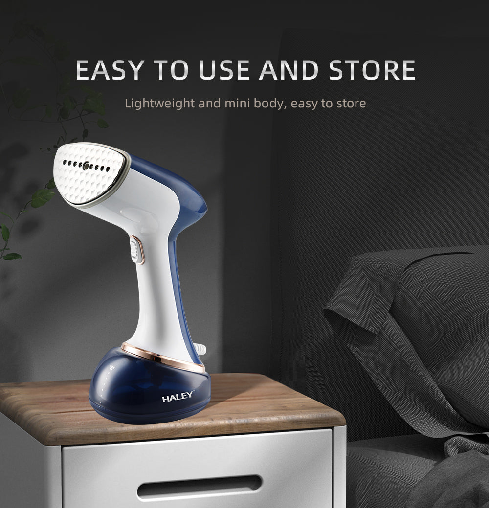 Fier de Calcat cu Abur HALEY, 1600W, Design Compact, Incalzire Rapida in 15 Secunde si Performanta Profesionala, Albastru/Alb