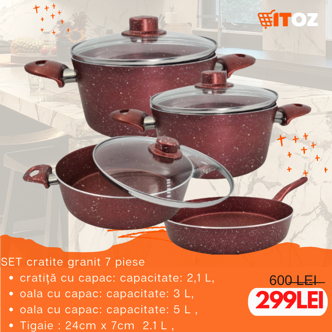 Set gatit antiaderent 7 piese GRANIT