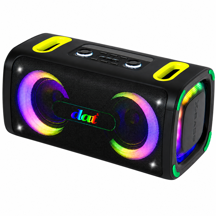 Boxă Portabilă Karaoke DAT DT-2177, Bluetooth, 2x6.5", 2 Microfoane Wireless, RGB LED, USB/TF/FM, Telecomandă, Acumulator Reîncărcabil