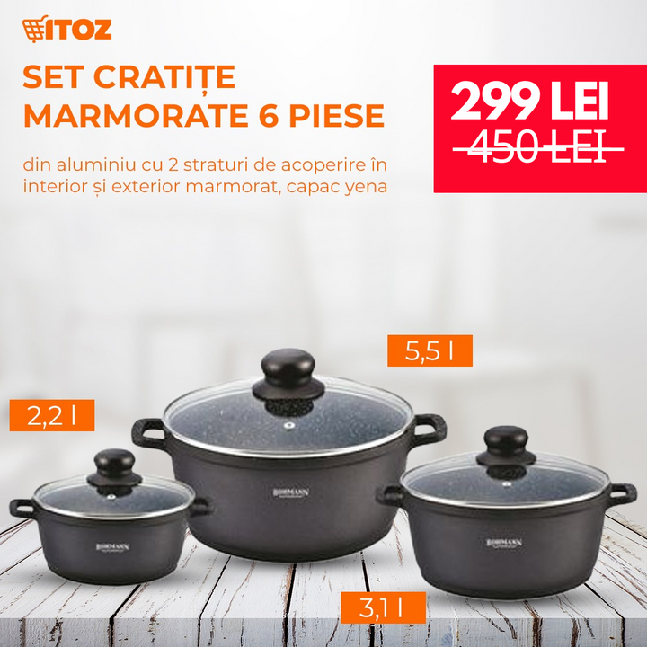 Set cratite granit, 6 PIESE