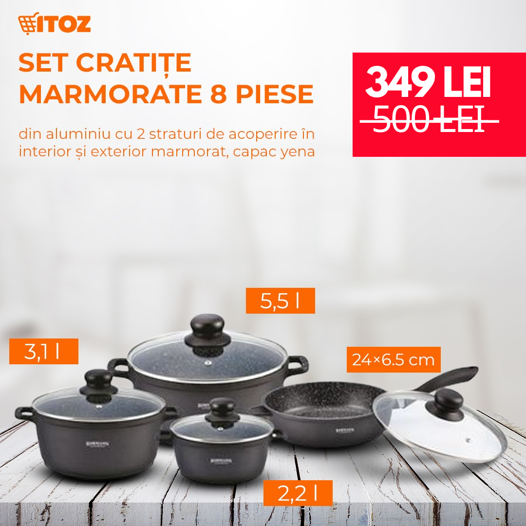 Set cratite marmorata 8 piese