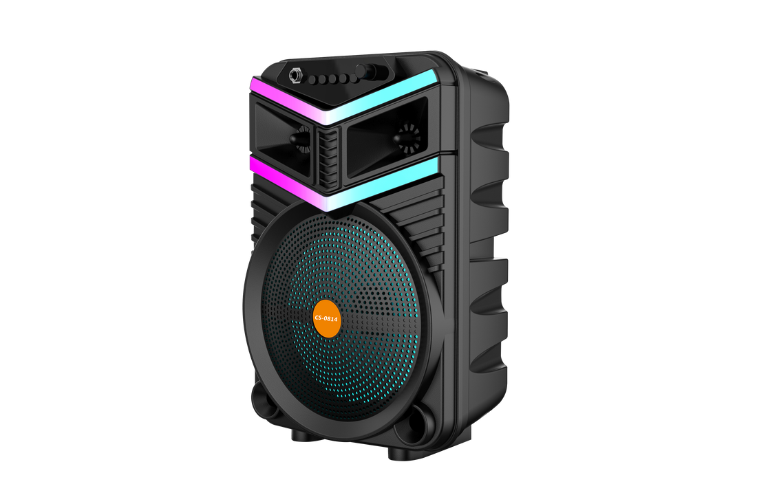 Boxa Portabila AT PERFORMANCE®, cu Lumini RGB, cu Maner, Putere 10W, MP3, USB, Bluetooth, TF, WIFI, Slot Microfon, Karaoke, Acumulator, Negru