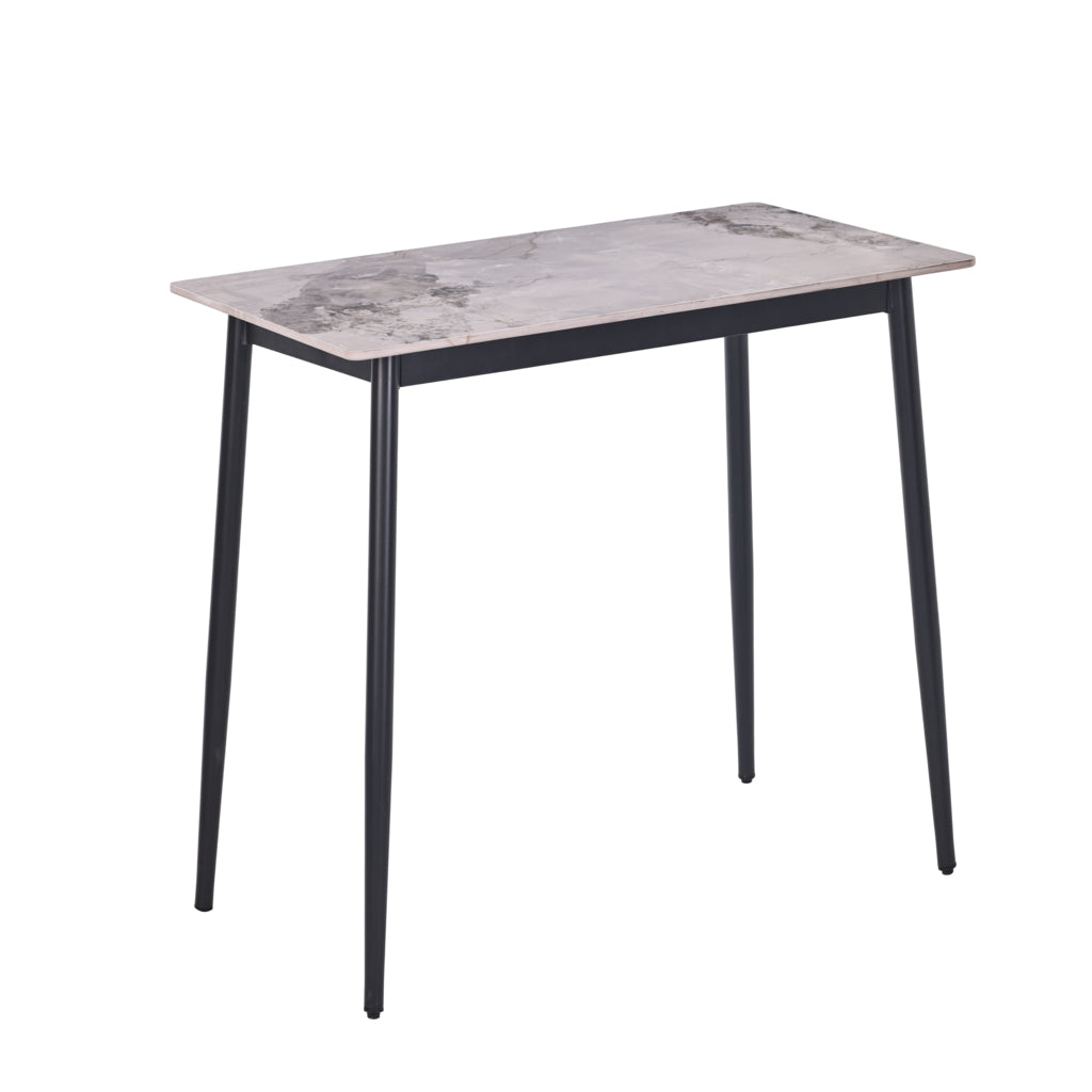 Set masă dining cu 4 scaune, blat sintered stone gri și catifea, 120x70 cm