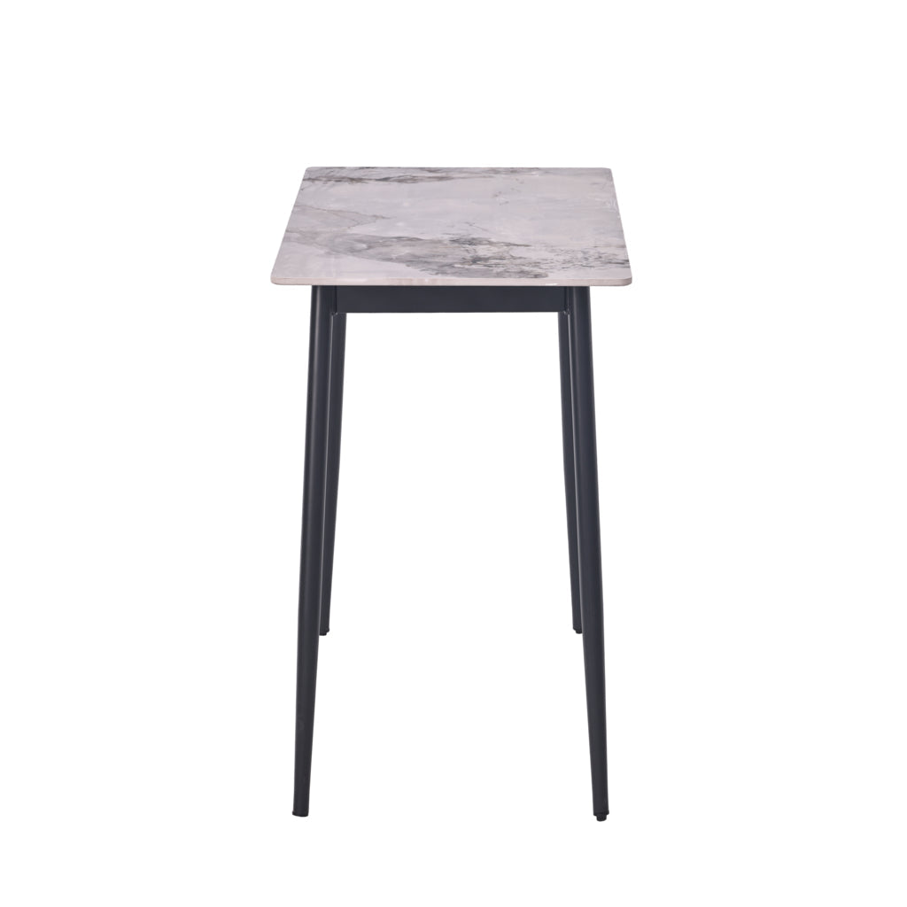 Set masă dining cu 4 scaune, blat sintered stone gri și catifea, 120x70 cm
