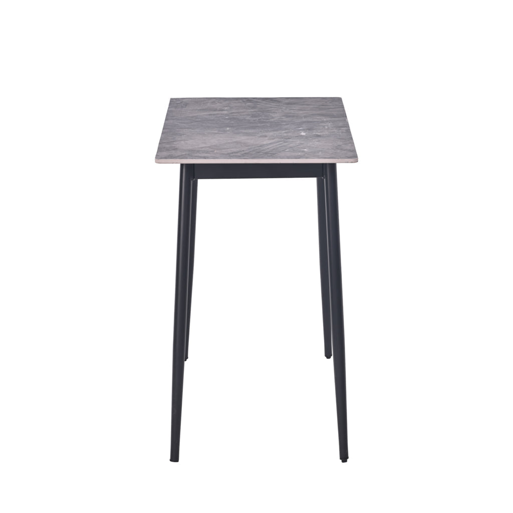 Set masă dining cu 4 scaune, blat sintered stone gri și catifea, 120x70 cm