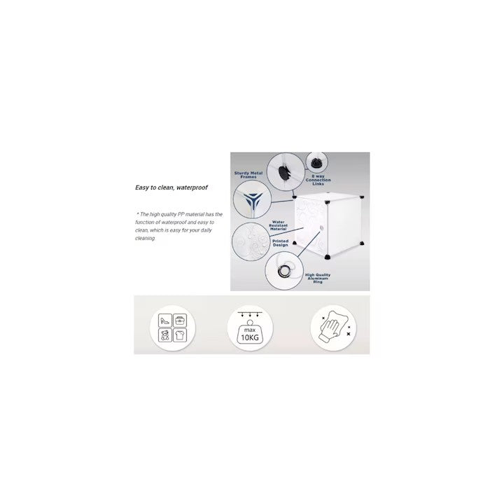 Dulap modular pentru copii, AT PERFORMANCE®, 8 rafturi, durabil, 76X37X147 cm, negru, diverese