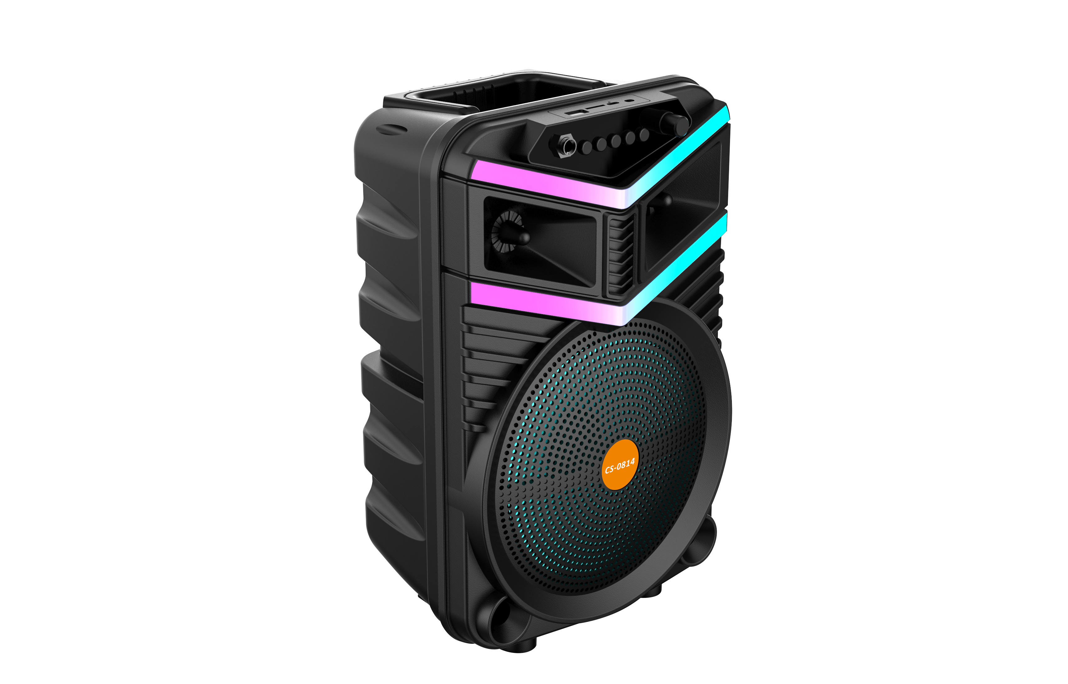 Boxa Portabila AT PERFORMANCE®, cu Lumini RGB, cu Maner, Putere 10W, MP3, USB, Bluetooth, TF, WIFI, Slot Microfon, Karaoke, Acumulator, Negru