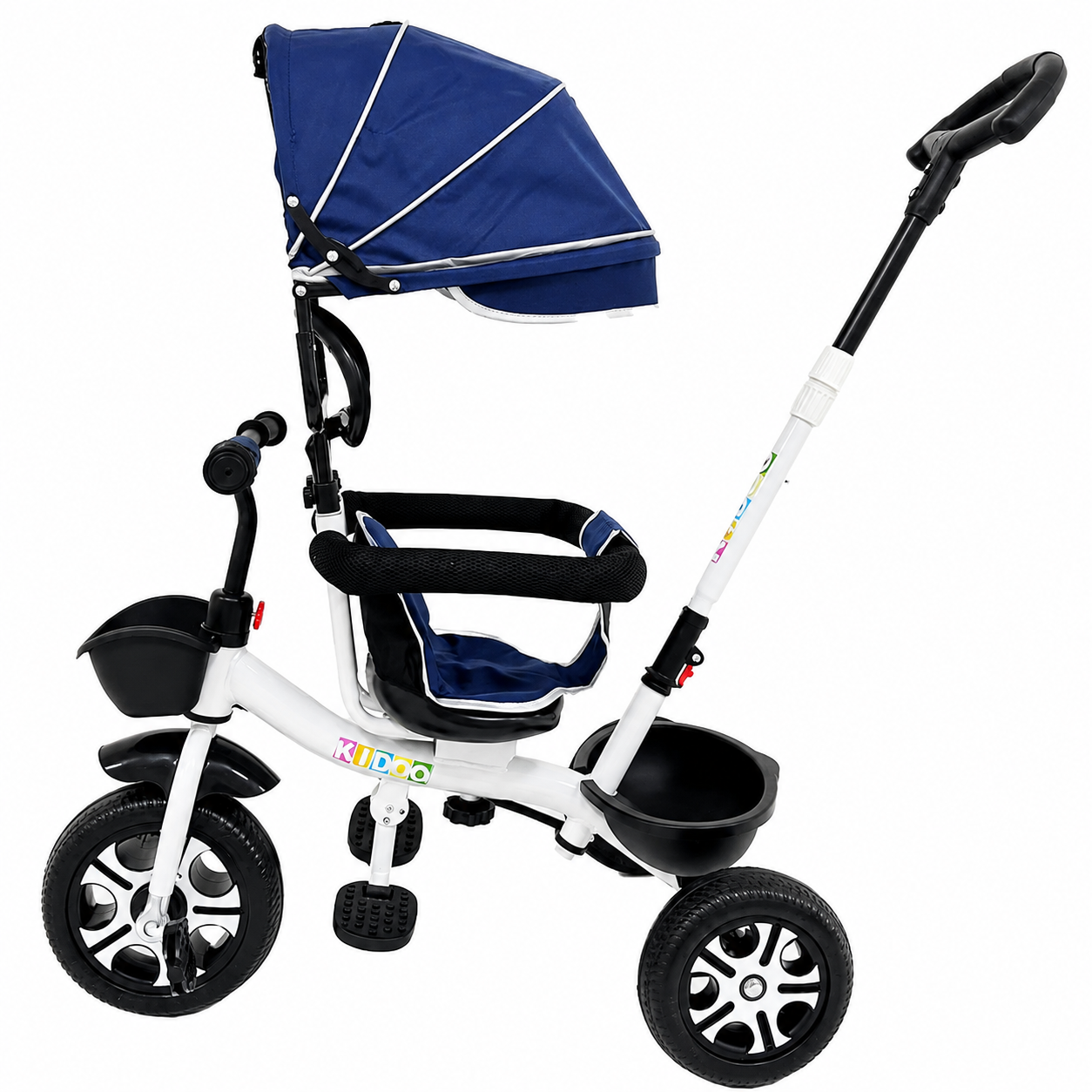 Tricicletă Evolutivă Kiddo KD-X06, Scaun Rotativ 360°, Poziție de Somn, Centură 5 Puncte, Copertină UV, Roți din Cauciuc, 9 Luni – 6 Ani